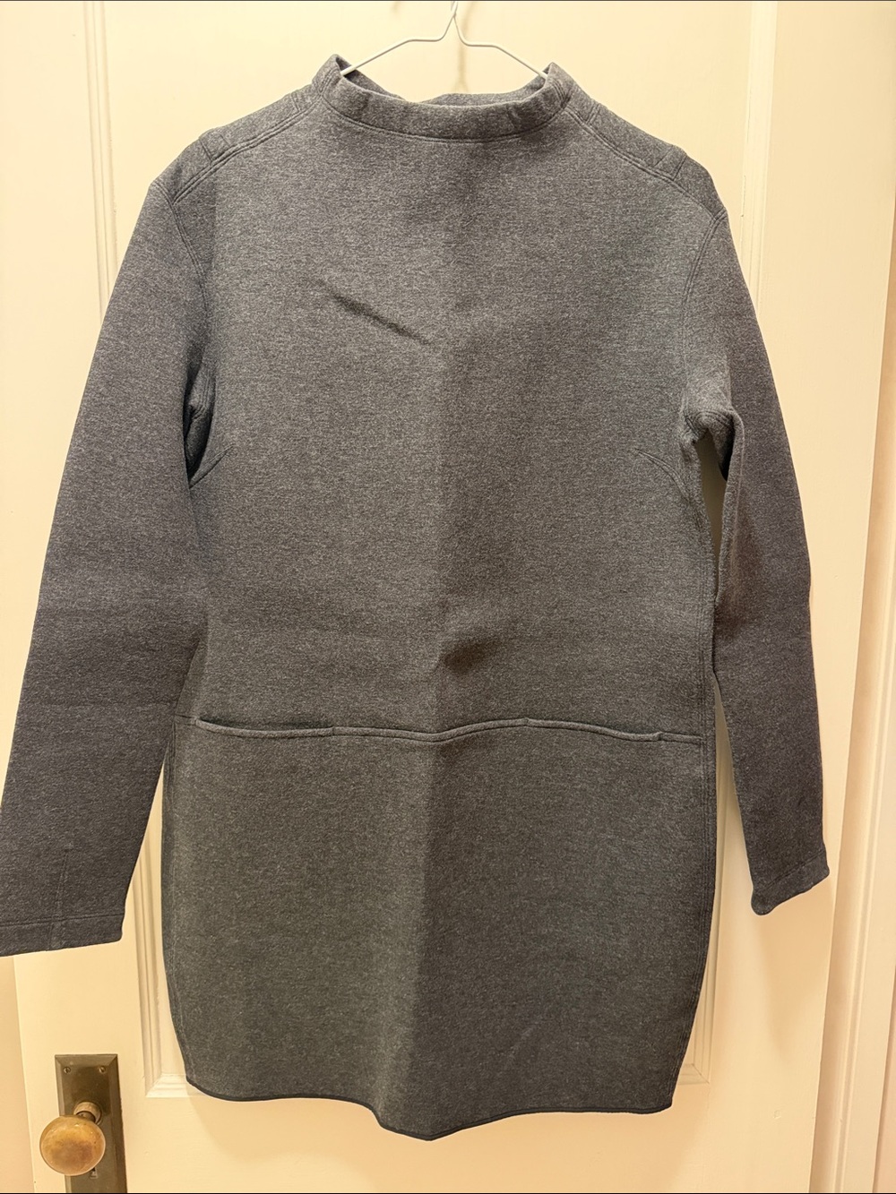 Lululemon City Bound Dress Heathered Black Mock Neck Pockets